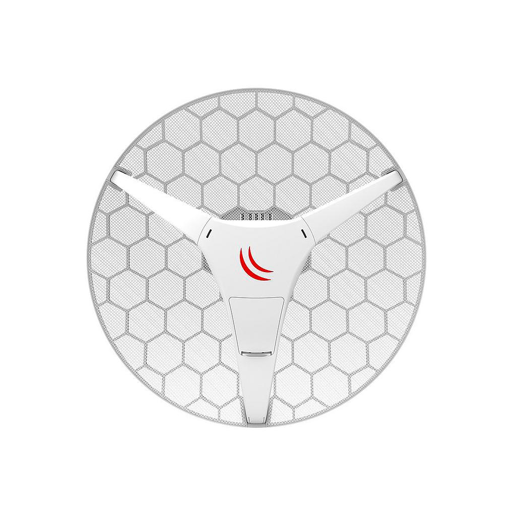 Antena con radio integrado de 5GHz, AP/CPE, LHG HP5 (alta potencia), ganancia de 24.5dBi, marca Mikrotik