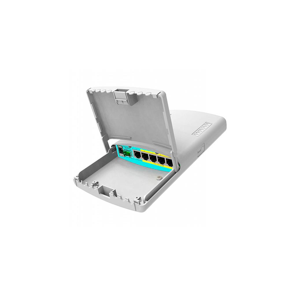 Enrutador PowerBox Pro, 5 Gigabit Ethernet con puertos 4xPoE-out, SFP Cage y carcasa para exteriores, marca Mikrotik