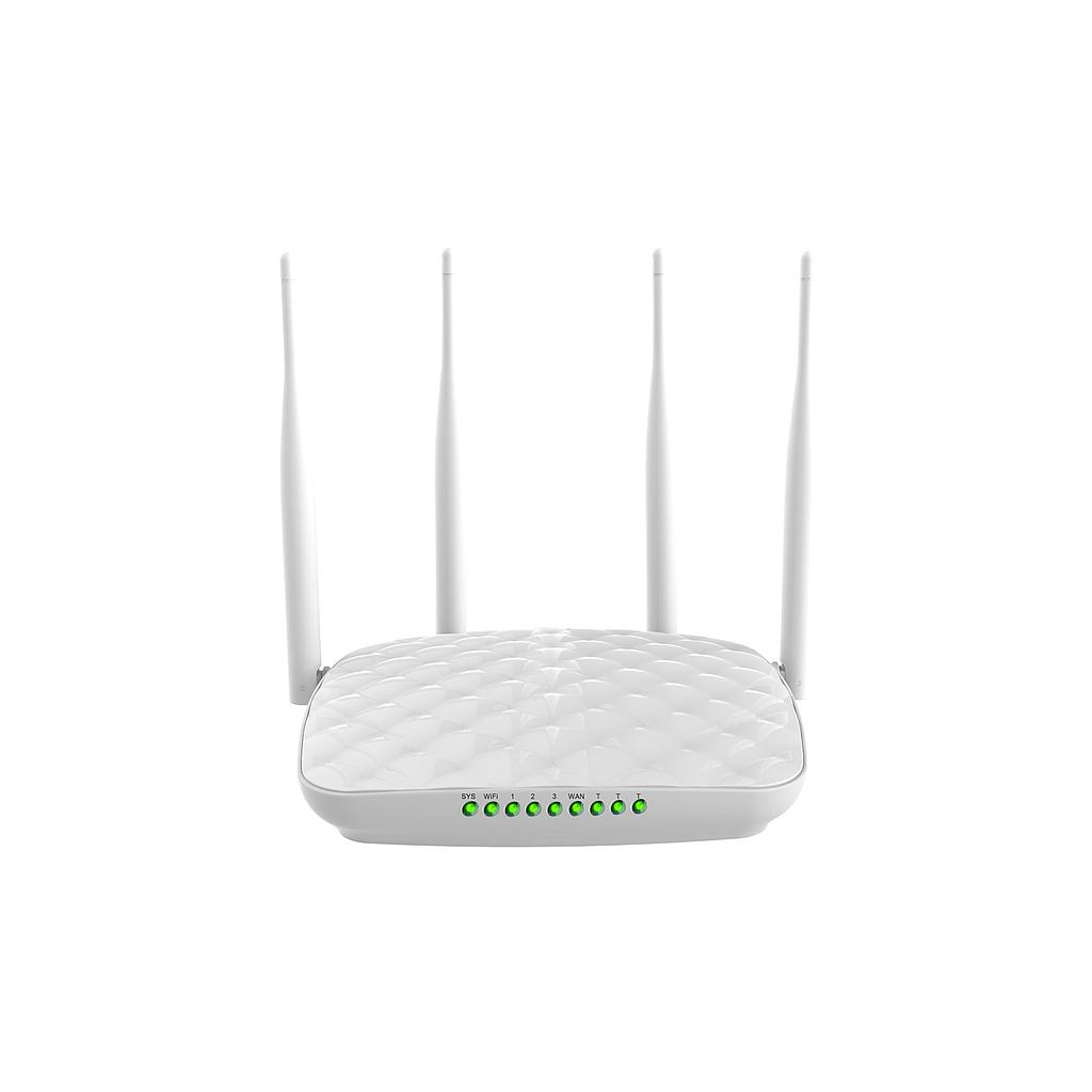 Router FH456, WiFi, 802.11n, aplicacion para hogares medianos, 4 antenas omnidireccionales de 5 dBi, 300 Mbps, On/OFF automático, marca Tenda