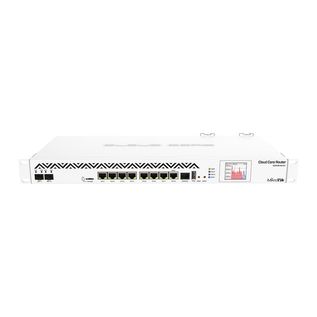 Cloud Core Router, 8 puertos Gigabit Ethernet, 2 puertos SFP+, 36 núcleos, 8GB RAM, marca Mikrotik