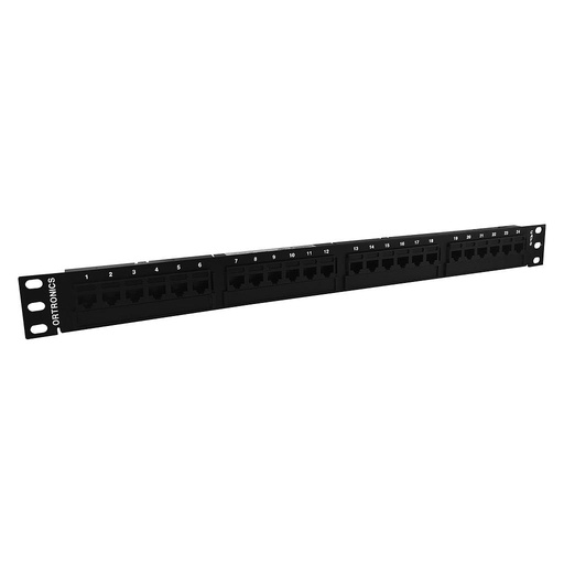 [OR-SP6U24] Patch Panel cargado de 24 puertos 110 , Categoria 6 TechChoice, 1RU, plano, color Negro, marca Ortronics.
