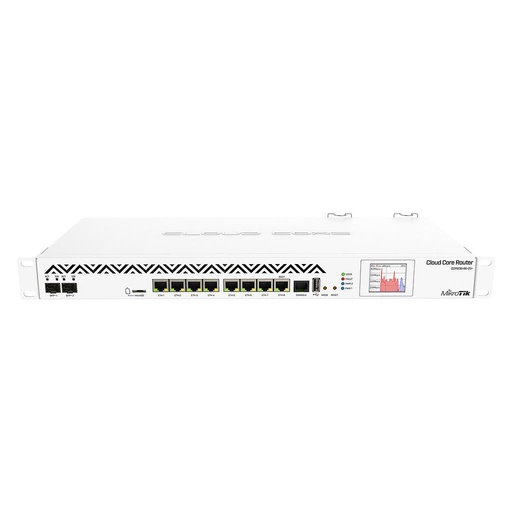 [CCR1036-8G-2S+] Cloud Core Router, Montaje en rack 1U, 8 puertos Gigabit Ethernet, 2 puertos SFP +, pantalla LCD, CPU 36 núcleos, 4GB RAM, marca Mikrotik