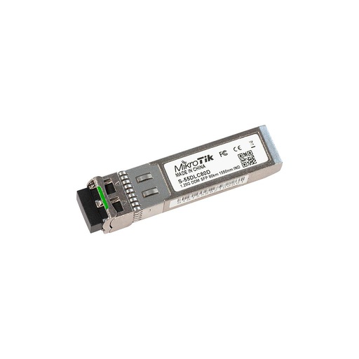 [S-55DLC80D] Módulo SFP 1.25Gbps, Monomodo, para 80km de distancia, 1550nm, conector dual LC-UPC, marca Mikrotik
