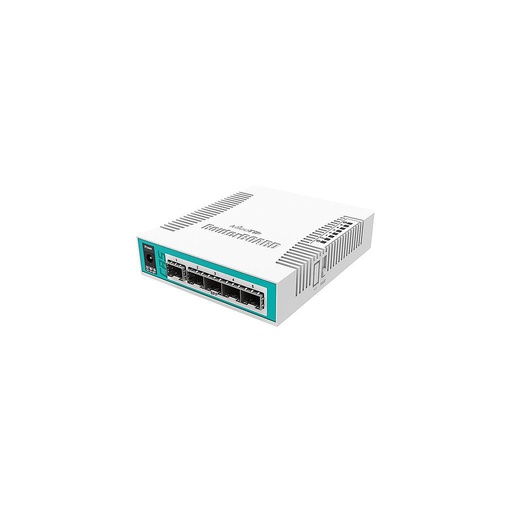 [CRS106-1C-5S] Cloud Core Router Switch inteligente de 5 SFP cages, 1x puerto combinado (SFP o Gigabit Ethernet), CPU de 400 MHz, 128 MB de RAM, carcasa de escritorio, RouterOS L5, marca Mikrotik