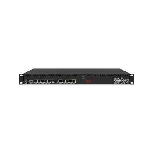 [RB3011UIAS-RM] Router Board, 1U, montaje en rack, 10xGigabit Ethernet, SFP, USB 3.0, LCD, salida PoE en el puerto 10, CPU 2x1.4GHz, 1GB RAM, RouterOS L5, marca Mikrotik