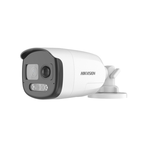 [DS-2CE12DF3T-PIRXOS] Cámara bala Turbo ColorVu 24 horas a color, lente fijo 2.8m, 2 Mpx, IP67,  OSD, WDR, 4 híbrido, sirena y luz strobe, iluminación 40 mts con luz blanca, incluye microfono y altavoz marca Hikvision
