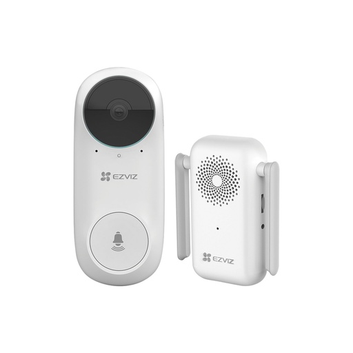[CS-DB2C-A0-1E3WPBR] Video portero Ezviz, Timbre con camara 2 MPX, lente 2.2mm, IR 6 metros, Bateria recargable de 5200 mAh, soporta Micro SD hasta 256GB (no incluida), timbre de 65dB, Marca Ezviz
