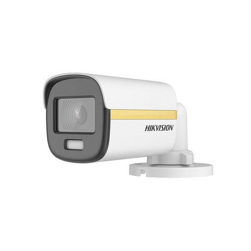 [DS-2CE12DF3T-FS] Cámara bala Hikvision turbo full color 24 horas, lente fijo 2.8mm, resolucion 2 Mpx, IP67, Iluminación blanca 40mt, OSD, WDR, 4 híbrido, microfono incorporado, marca Hikvision