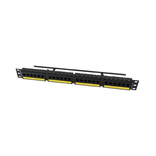 [SP6AU24] Patch Panel cargado de 24 puertos 110 , Categoria 6A TechChoice, 1RU, plano, color Negro, marca Ortronics.