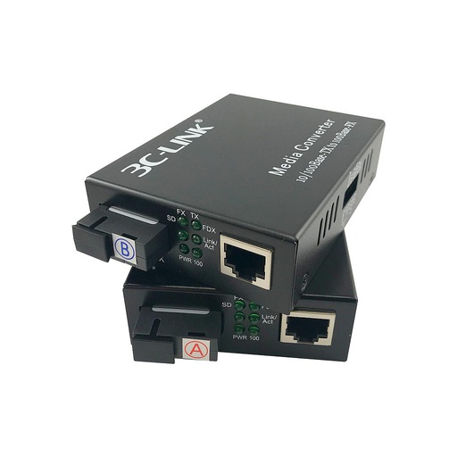[GAFO-0018] Media converter datos, TX/RX en un hilo SM, SC, 20Km, 10/100Mb, marca 3C-LINK