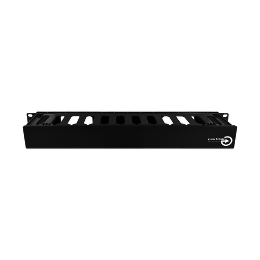 [GICE-1US] Organizador Horizontal de cableado de 1U, simple, PVC, color negro, marca Nextlink