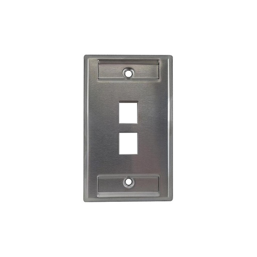 [OR-KSSS2] Placa de 2 posiciones para conector Keystone, acero Inoxidable, solución blindada, marca Ortronics